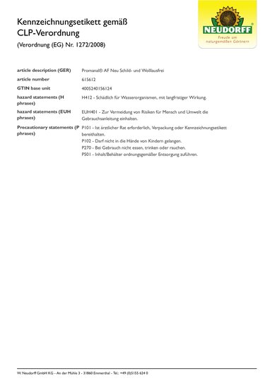 Promanal AF Neu Schild- und Wolllausfrei